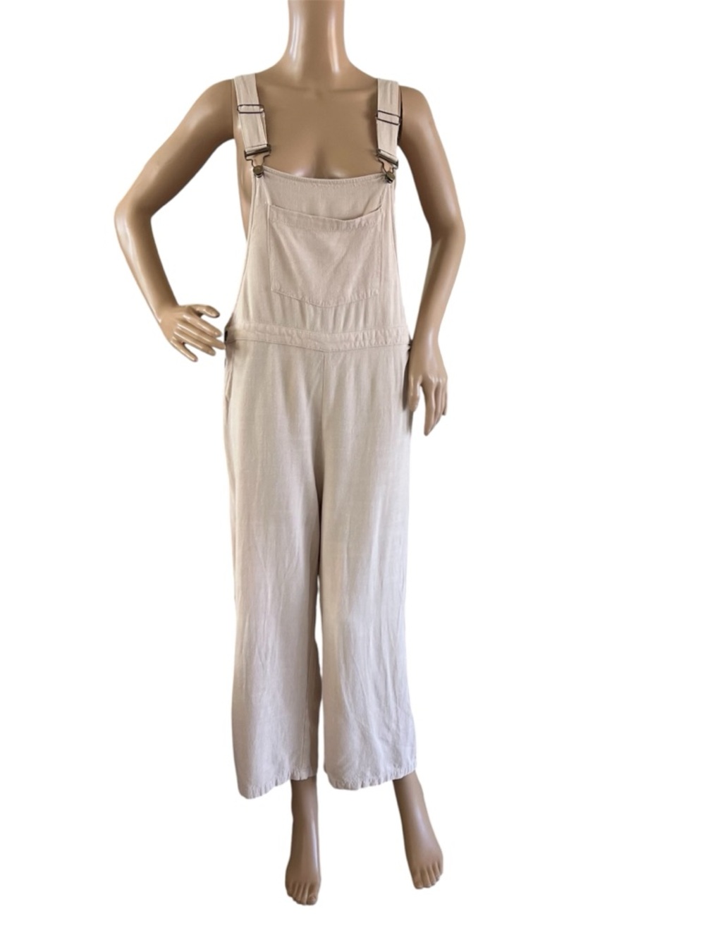 Lulus Light Beige Linen Blend Overalls Jumpsuit